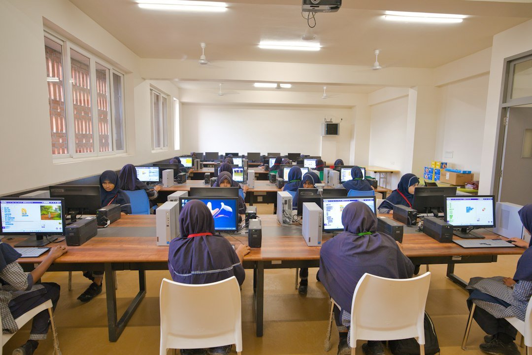 Students in a team coding competition