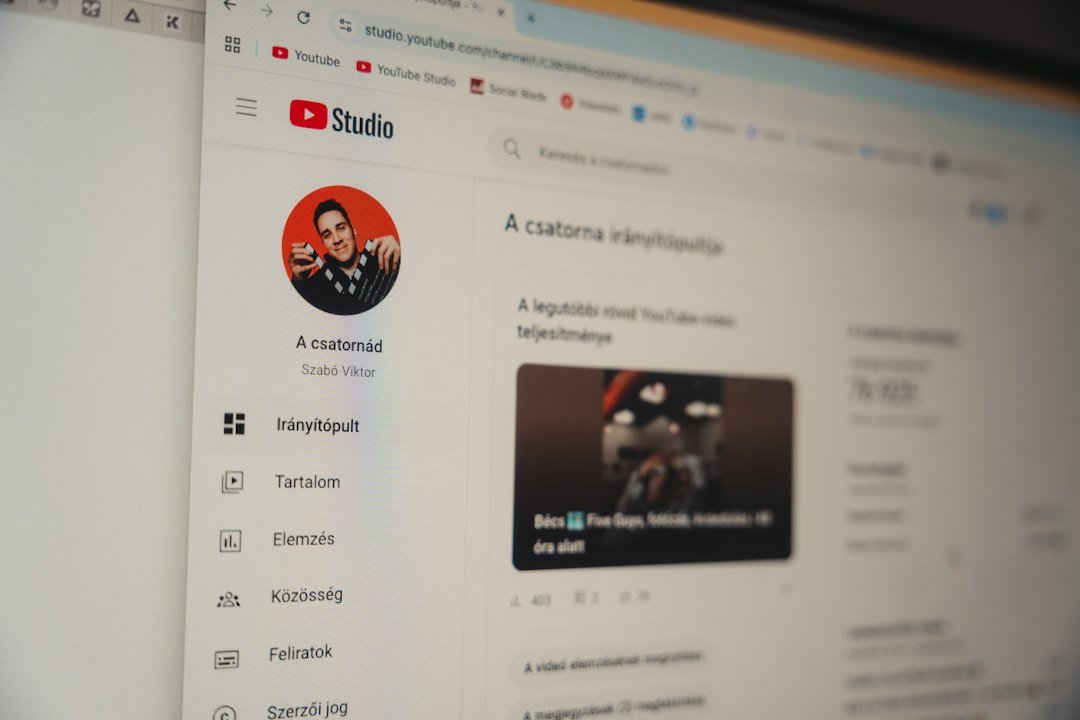 YouTube channel content creator viewing thumbnail on desktop